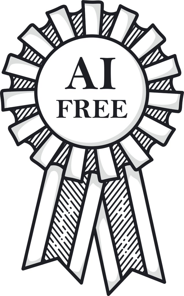 A prize ribbon that states this site uses no AI in its writing or illustrations.