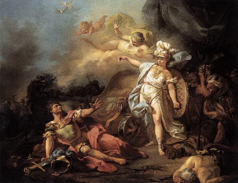 The painting "The Combat between Mars and Minvera," in which Minerva is victorious over Mars